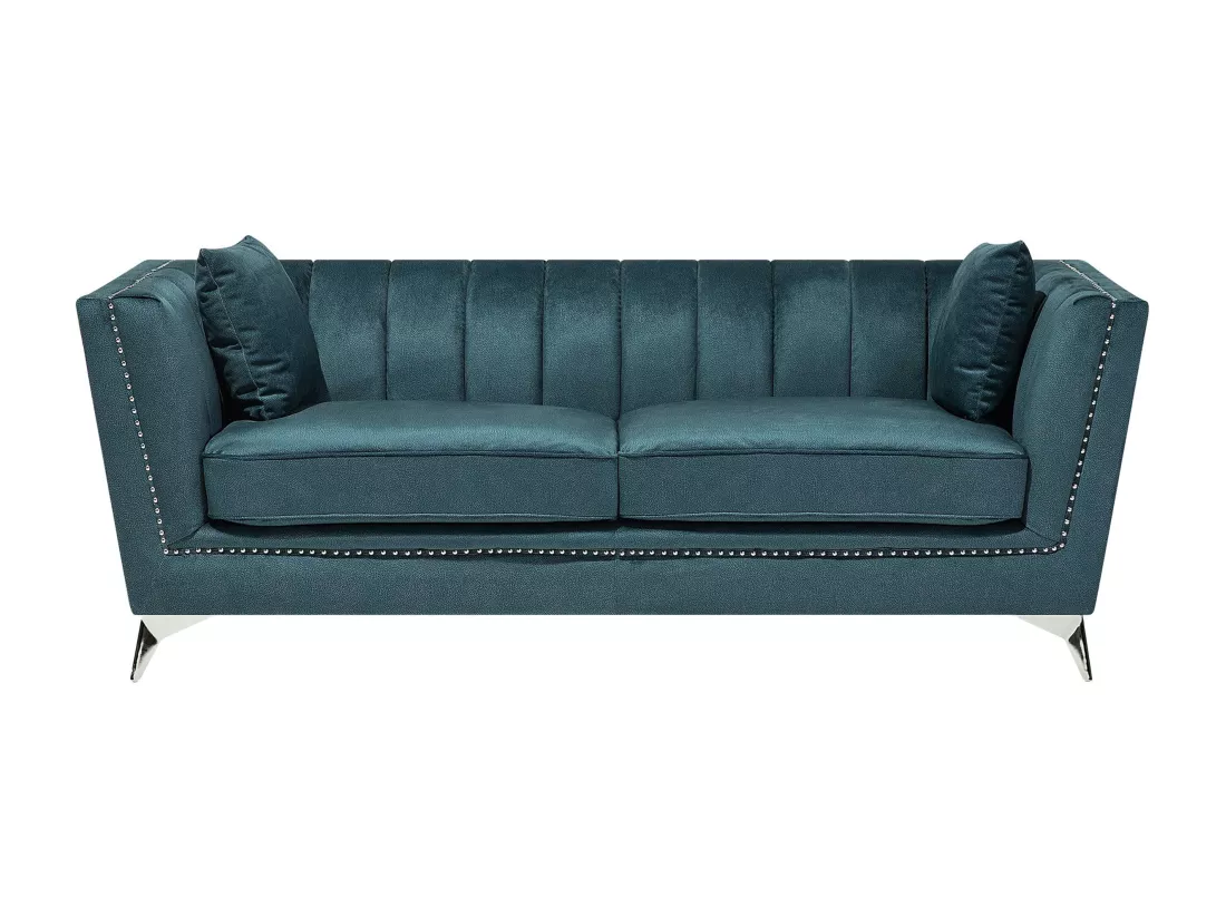 Ensemble de canapés 2 + 3 places en velours bleu-vert GAULA
