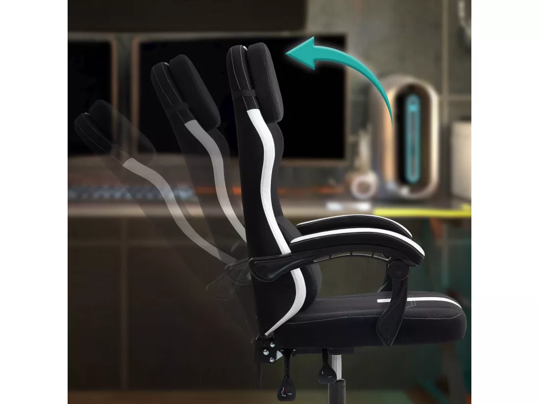 Chaise de bureau - Tissu & Plastique - Noir / Blanc - Miltona