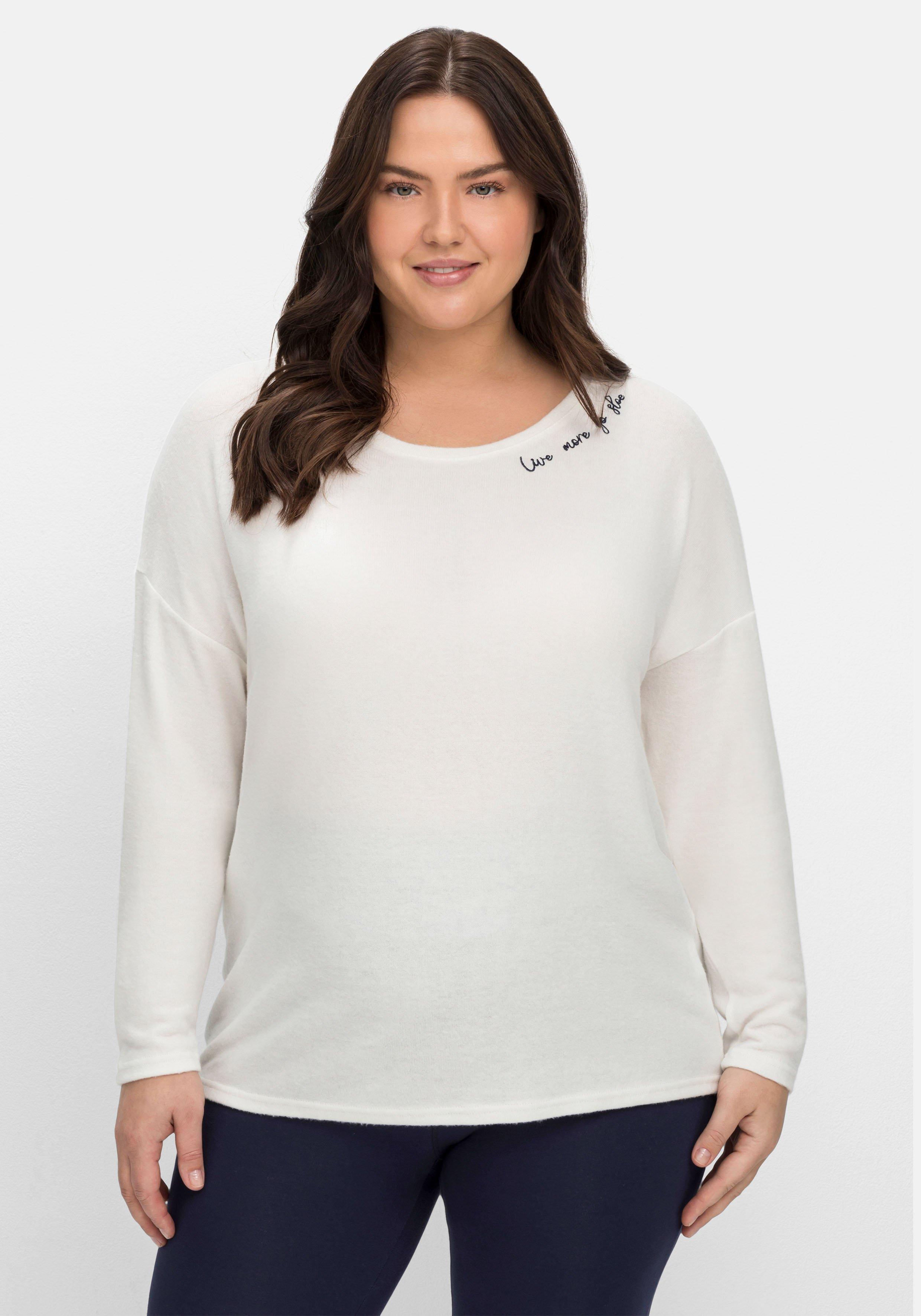 Oversized-Shirt aus softem Feinstrick, mit Wordingprint