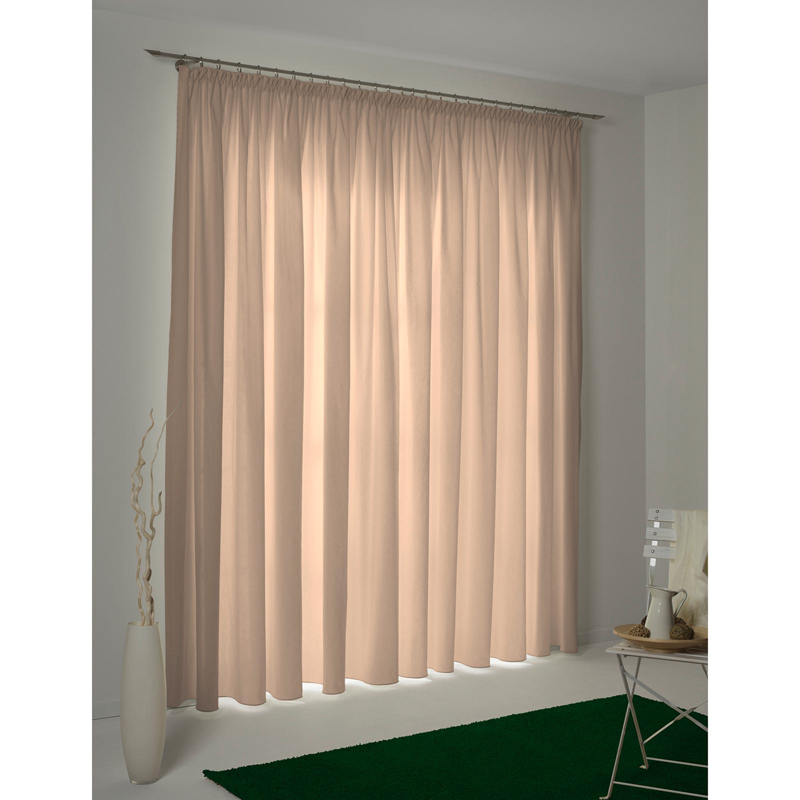 Einzelschal UNI COLLECTION - hellbraun - mit Kräuselband - 175x145 cm