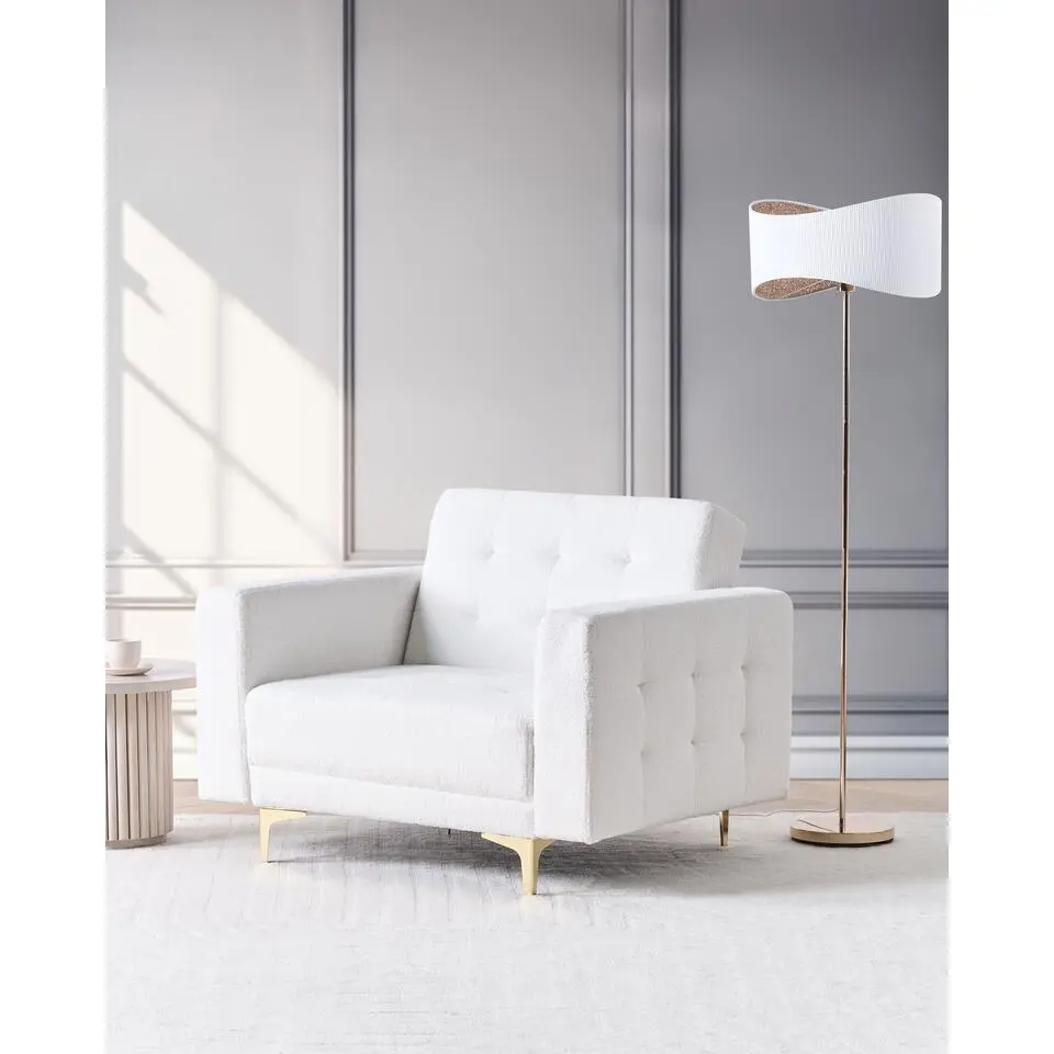 ABERDEEN - Fauteuil - Wit - Bouclé