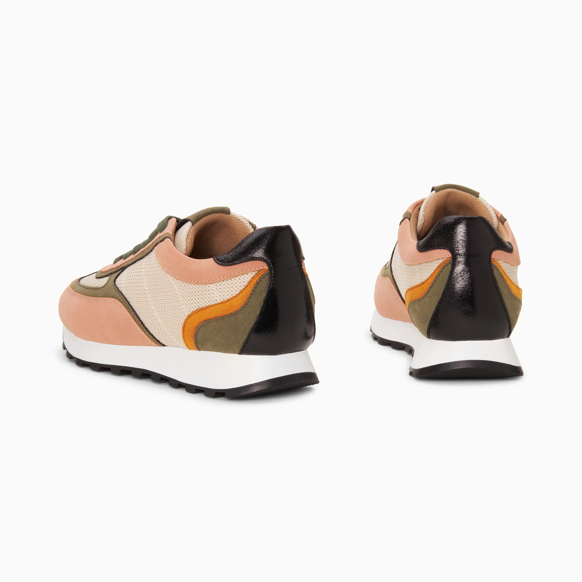 Sneakers-Baskets Selah rose et kaki à semelle running