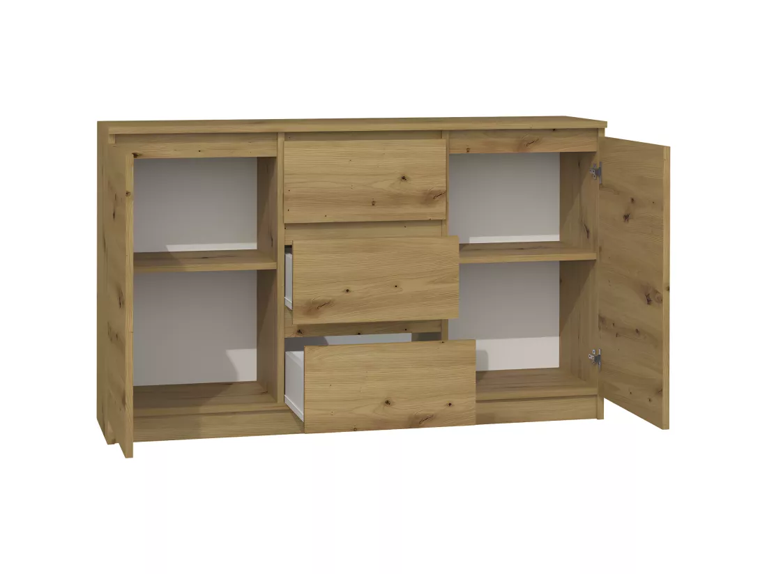 CAZAR | Commode moderne 2 portes + 3 tiroirs chambre/salon/bureau| Dimensions : 75x120x40 | Design minimaliste | Meuble fonctionnel