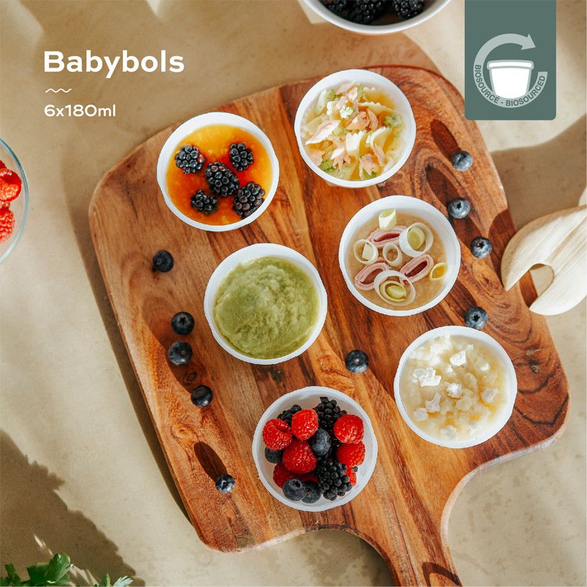 Lot de 6 pots de conservation Babybols Biosources - 180 ml - Ecru