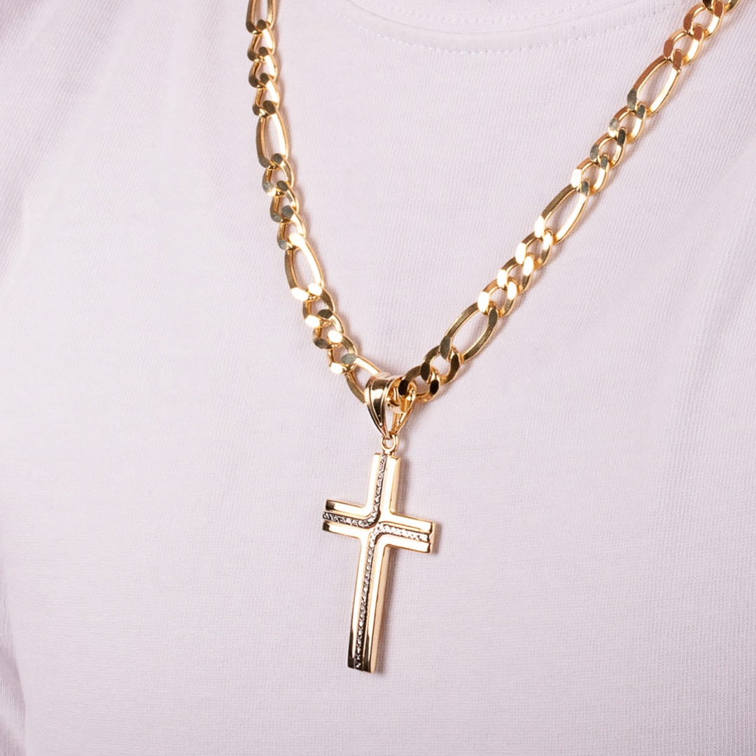 Anhänger 750/18 K Gelbgold Kreuz 50 x 30mm