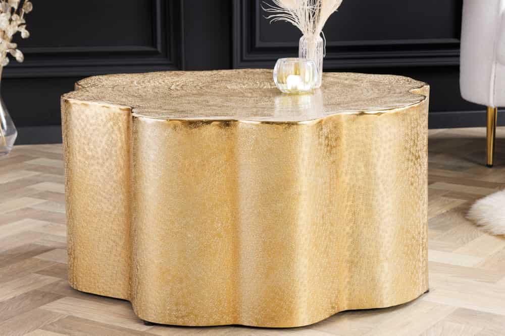Design Couchtisch ORGANIC ORIENT 75cm gold Handarbeit