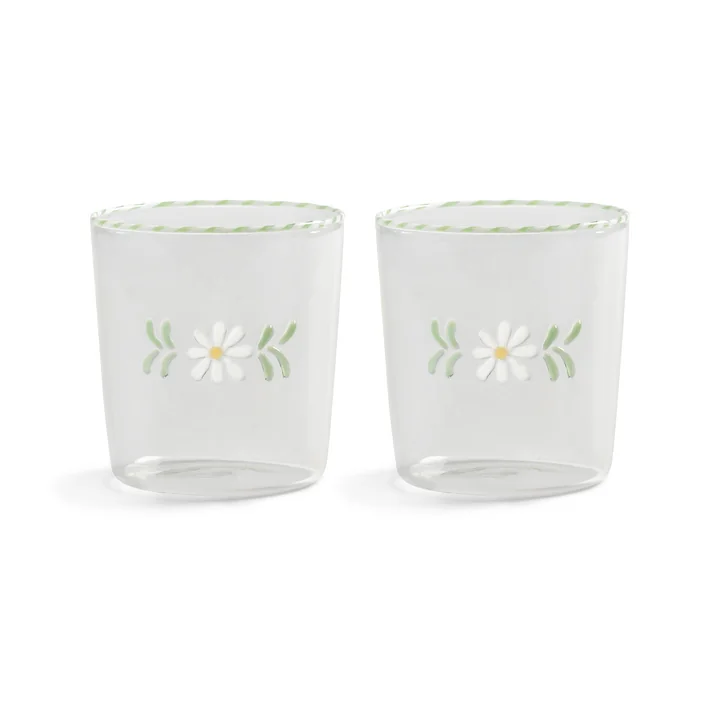 &klevering - Flora Trinkglas 300 ml, weiss (2er-Set)