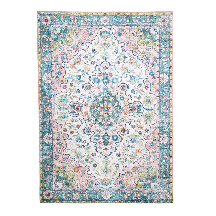 Vintage vloerkleed - Lily Oriental Blauw/Roze | Fleurig