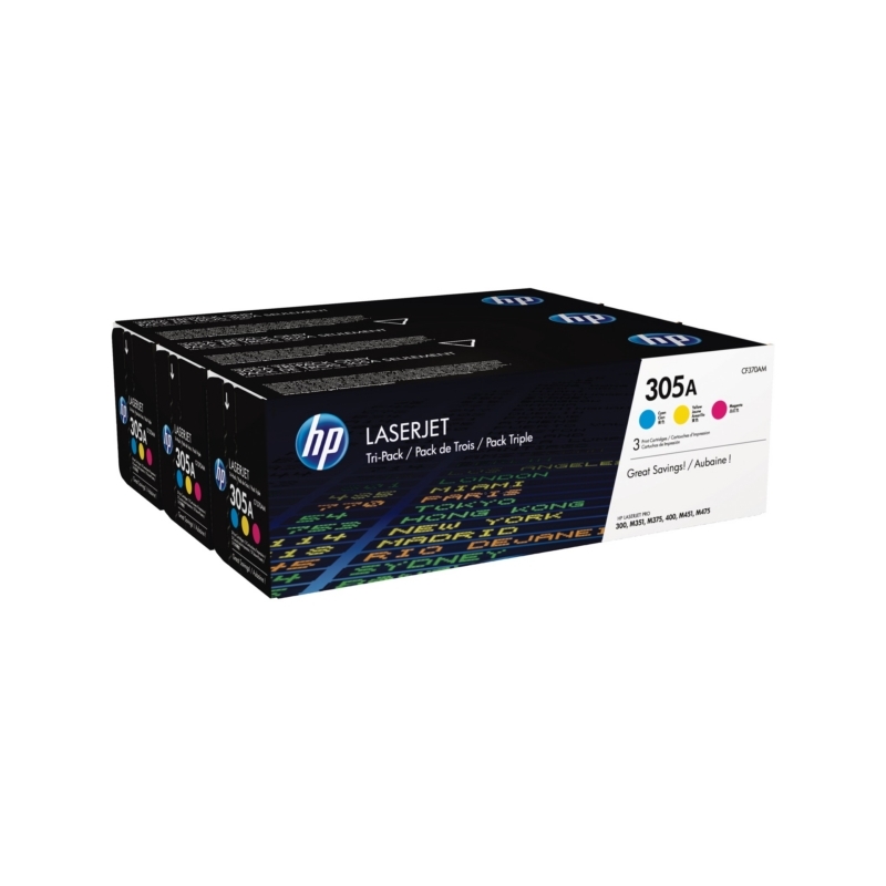 HP 305A (CF370AM) Toner Multipack, cyan, gelb, magenta