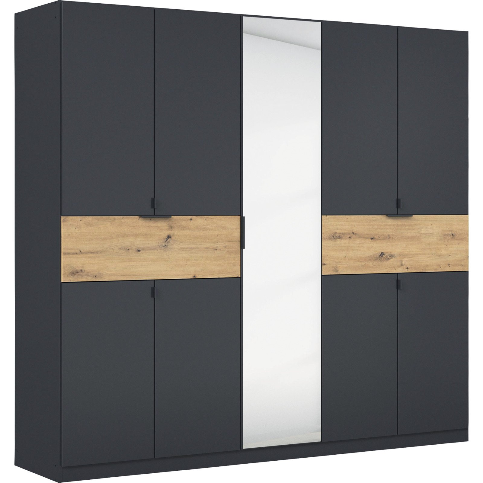 Drehtürenschrank Ticao, Dekor, 226 x 210 x 54 cm, mit Spiegel
