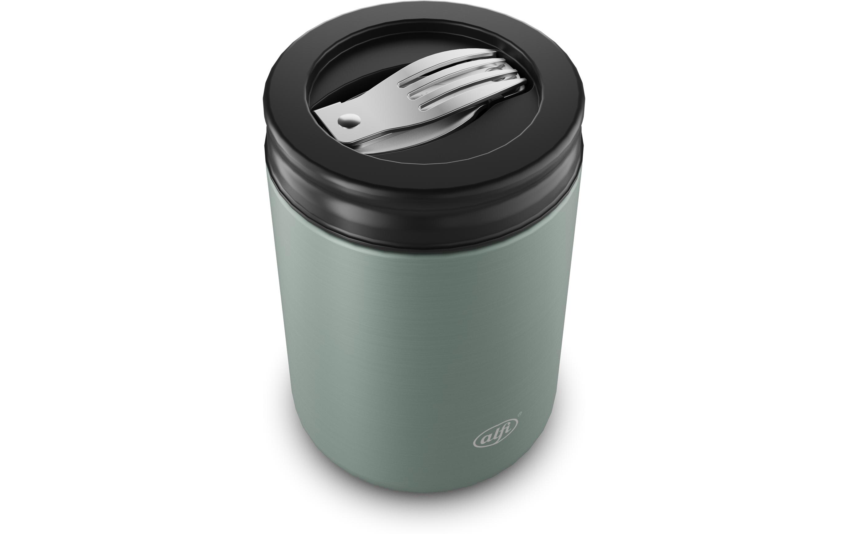 Thermo-Foodbehälter 0.35 l, HellgrünOutdoor-Behälter aus Edelstahl mit Göffel
