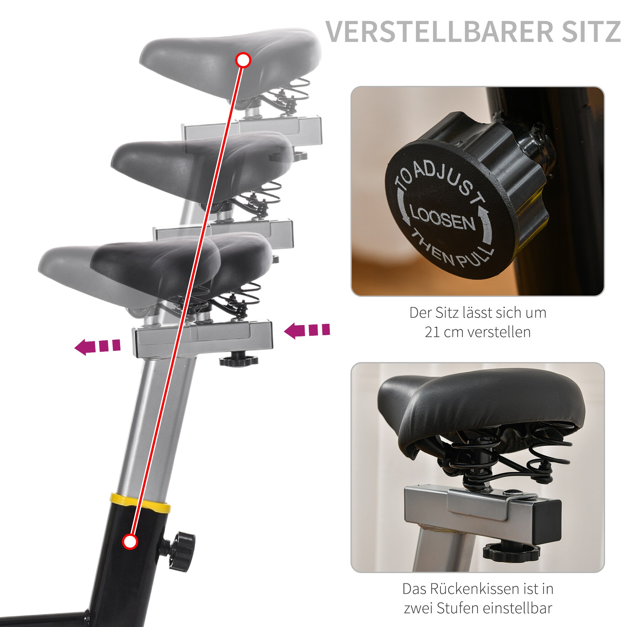HOMCOM Fahrradtrainer höhenverstellbar gelb, schwarz 50 x 100 x 101-113 cm (BxTxH)
