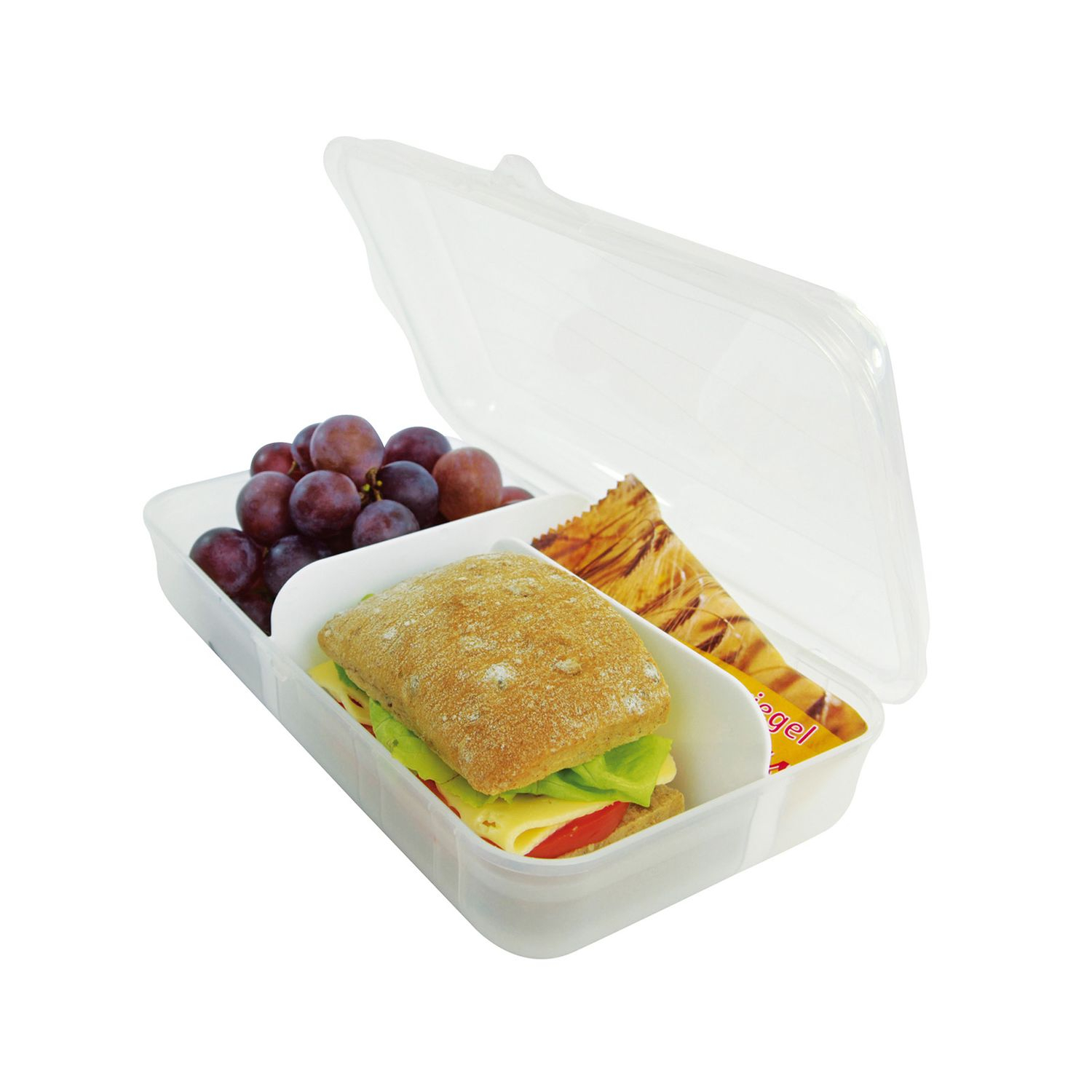 (1.7l) FUN Lunchbox Brotdose Snack Znüni Box mit Trennwand (1111900096) - Transparent