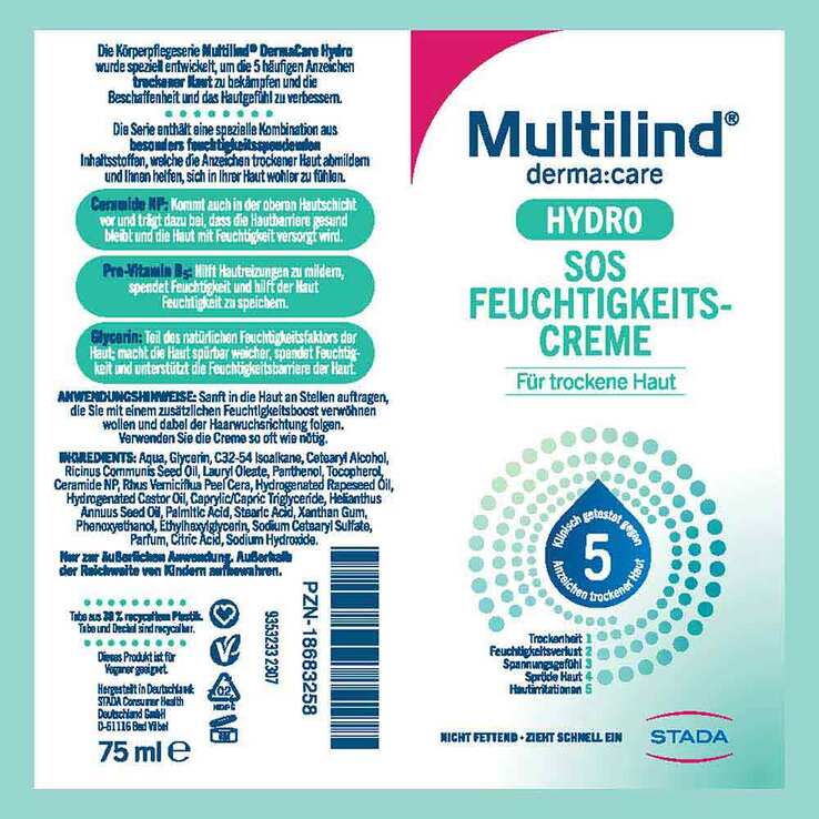 Multilind Dermacare Hydro SOS Feuchtigkeits-Creme, 75 ml