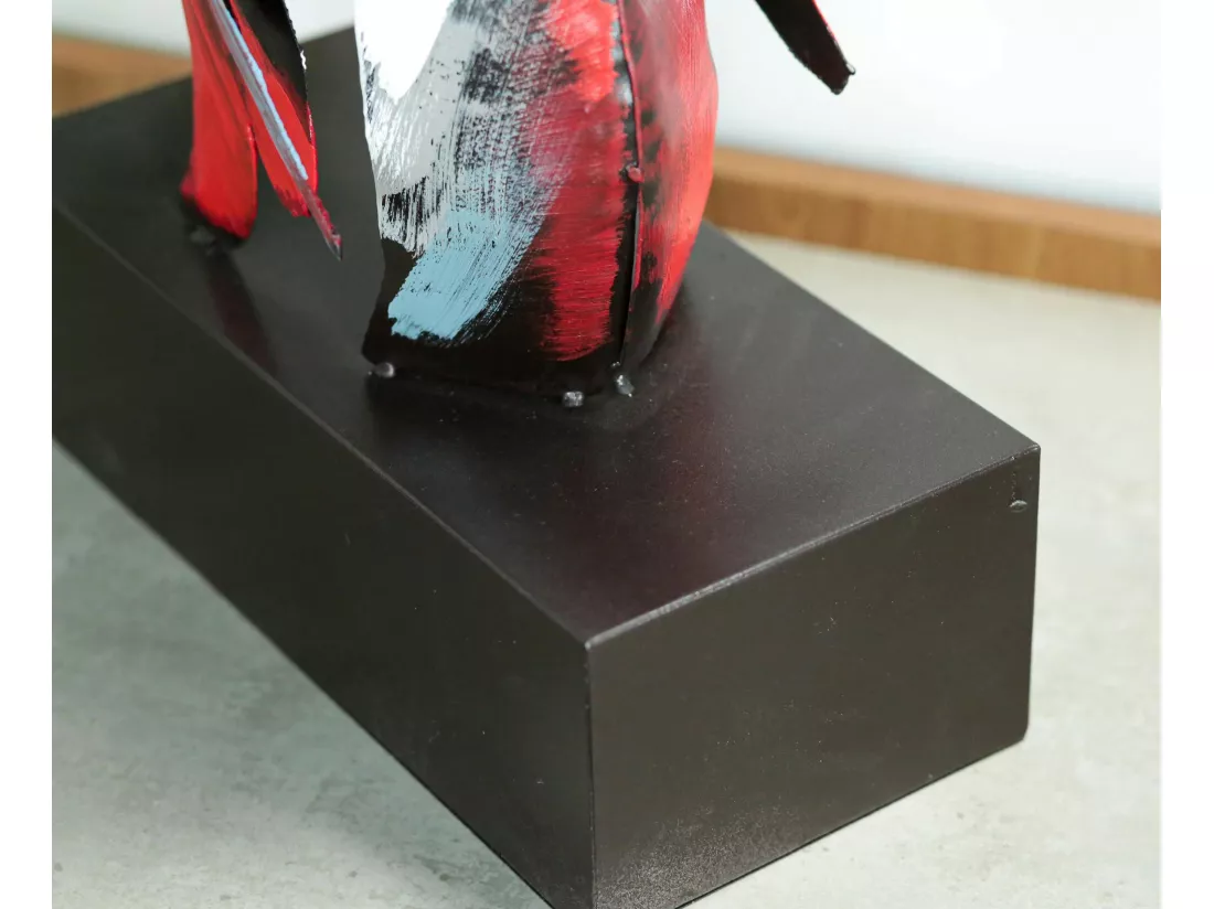 Tête de cheval en métal multicolore sur socle H75x47x21cm
