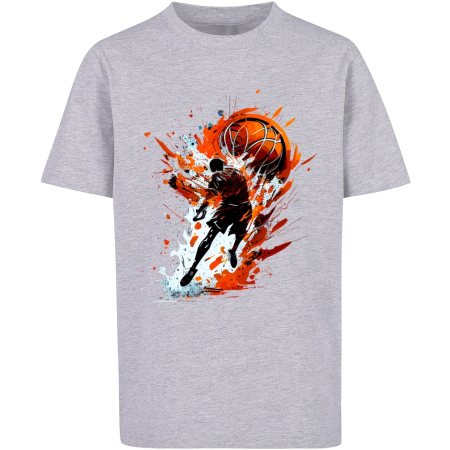 F4NT4STIC T-Shirt Basketball Splash Sport  UNISEX heather grey