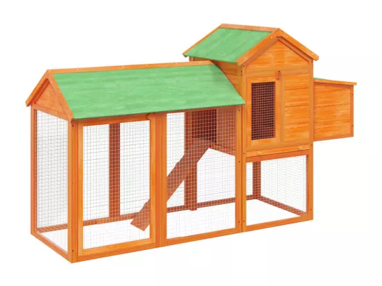 Poulailler marron 193x65x117 cm bois massif de pin