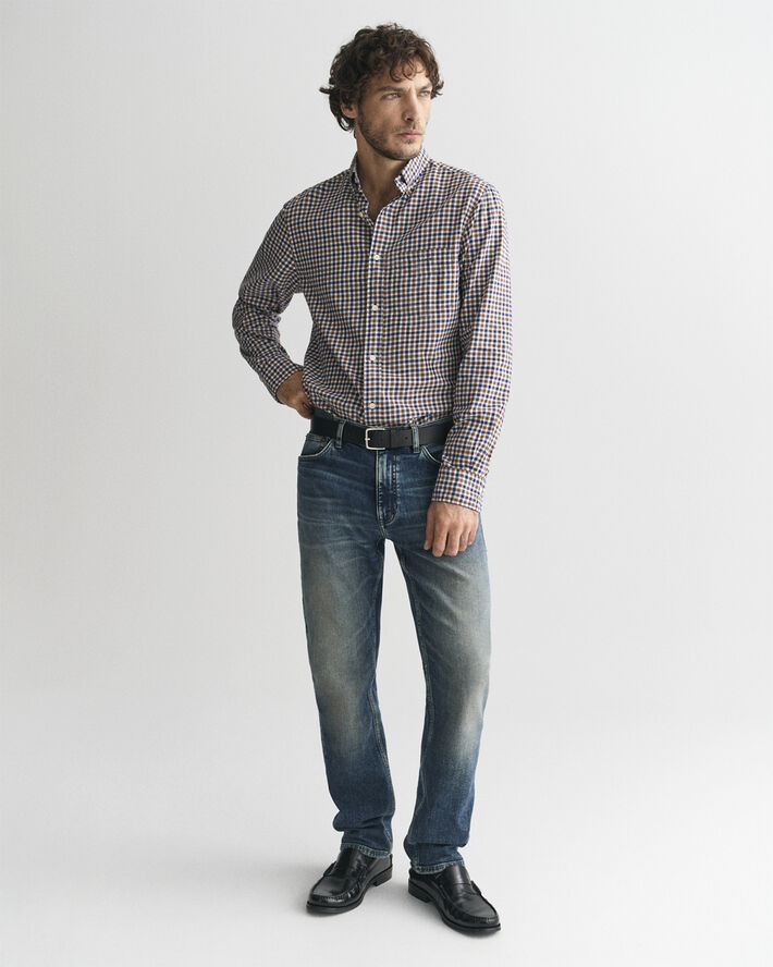 Gant REG LIGHT TWILL GINGHAM SHIRT Cacao