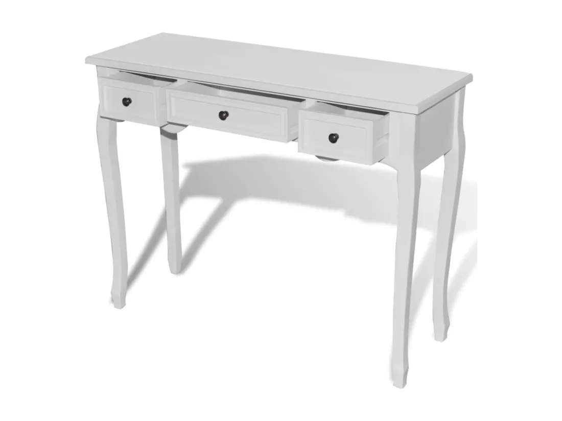 Table de console et coiffeuse avec 3 tiroirs Blanc