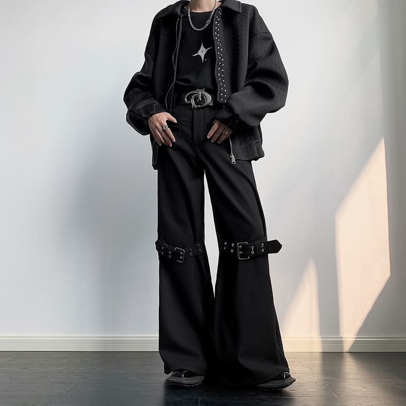 ravewider - Hoge taille effen uitlopende broek