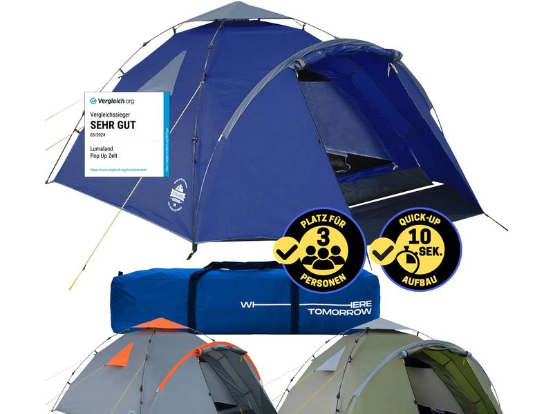 Where tomorrow Drei Personenzelt Pop-Up - Blau Pop Up Zelt 220 x 80 x 130 cm