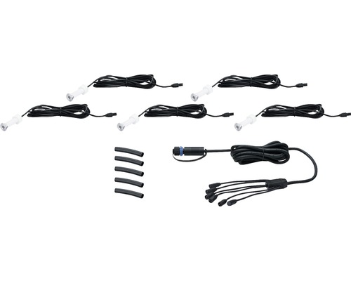 Plug & Shine Inbouwspot Verlengset IP67 5x0,22W 3 lm 3000K MicroPen II zilver 230/24V 5 stuks