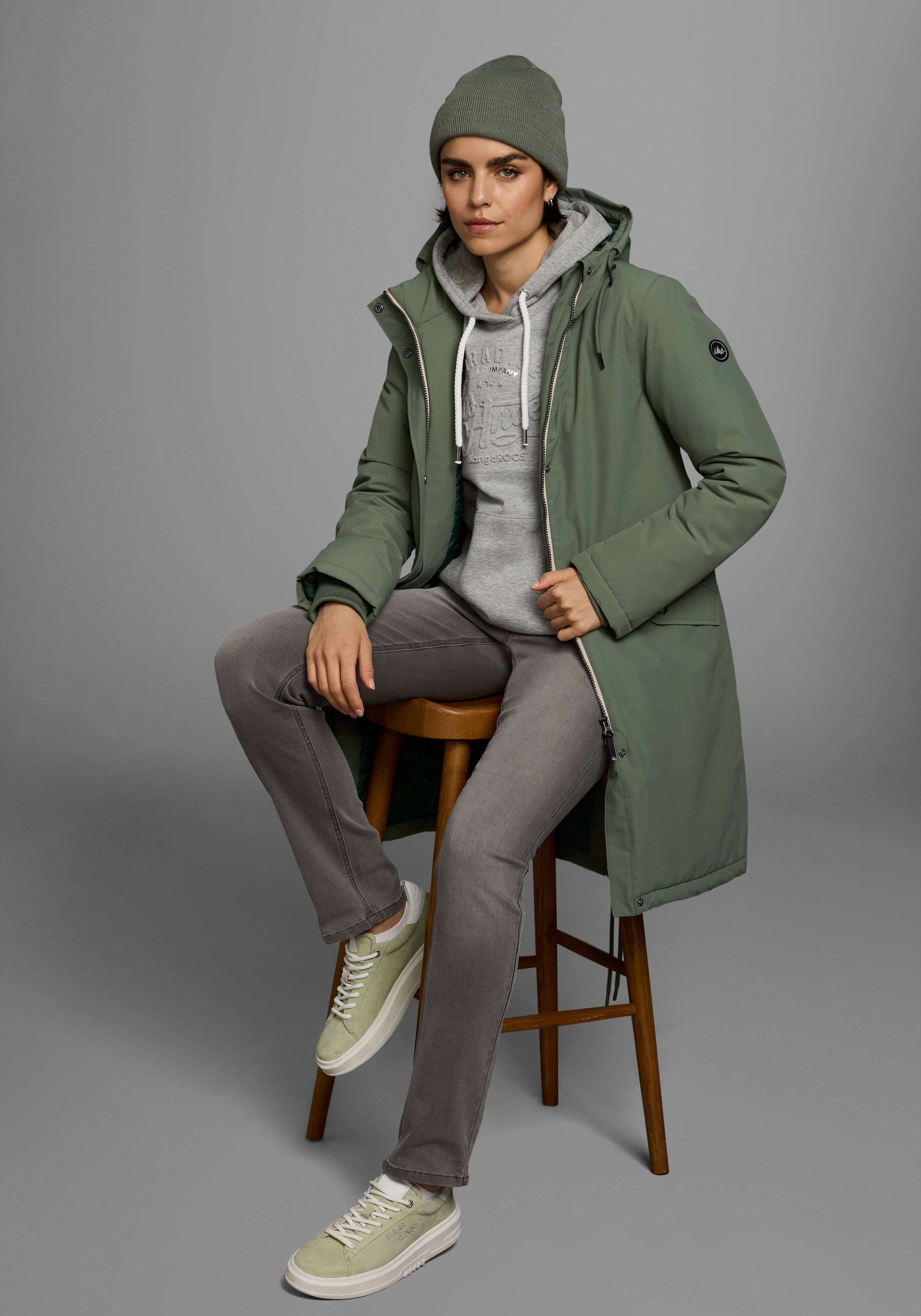 Polarino Parka mit Kapuze Atmungsaktiv, winddicht, wasserdicht, Im Oversize Look, weite Form