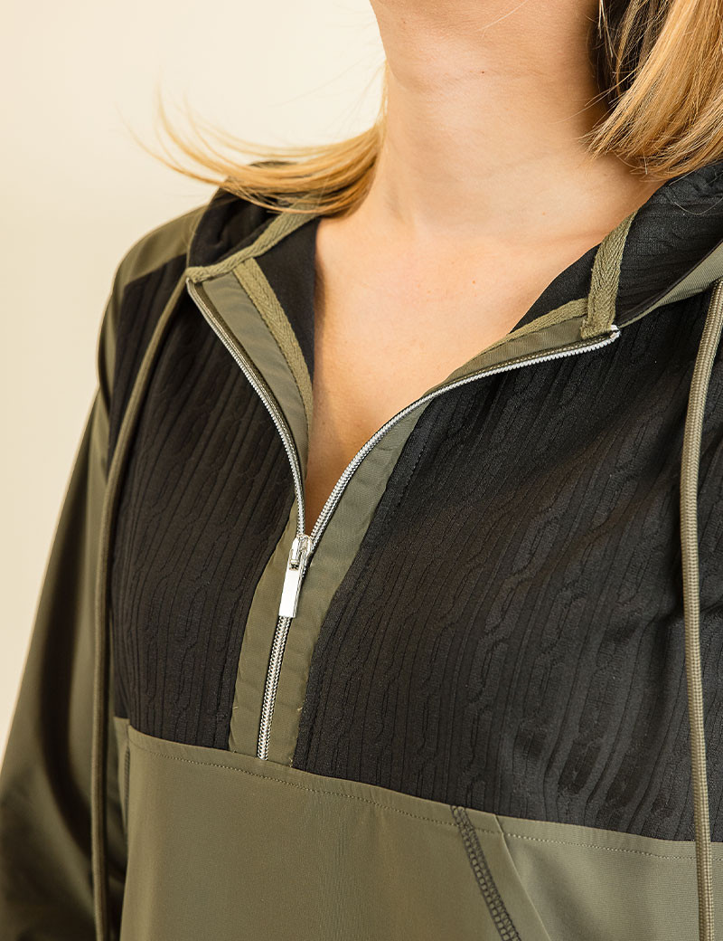 HBT GREEN PEAKS | SINBAD SWEAT FEMME KAKI/NOIR