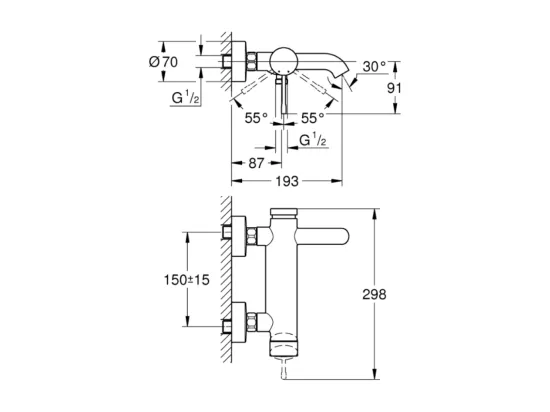 Mitigeur bain mécanique GROHE Essence avec colonnettes