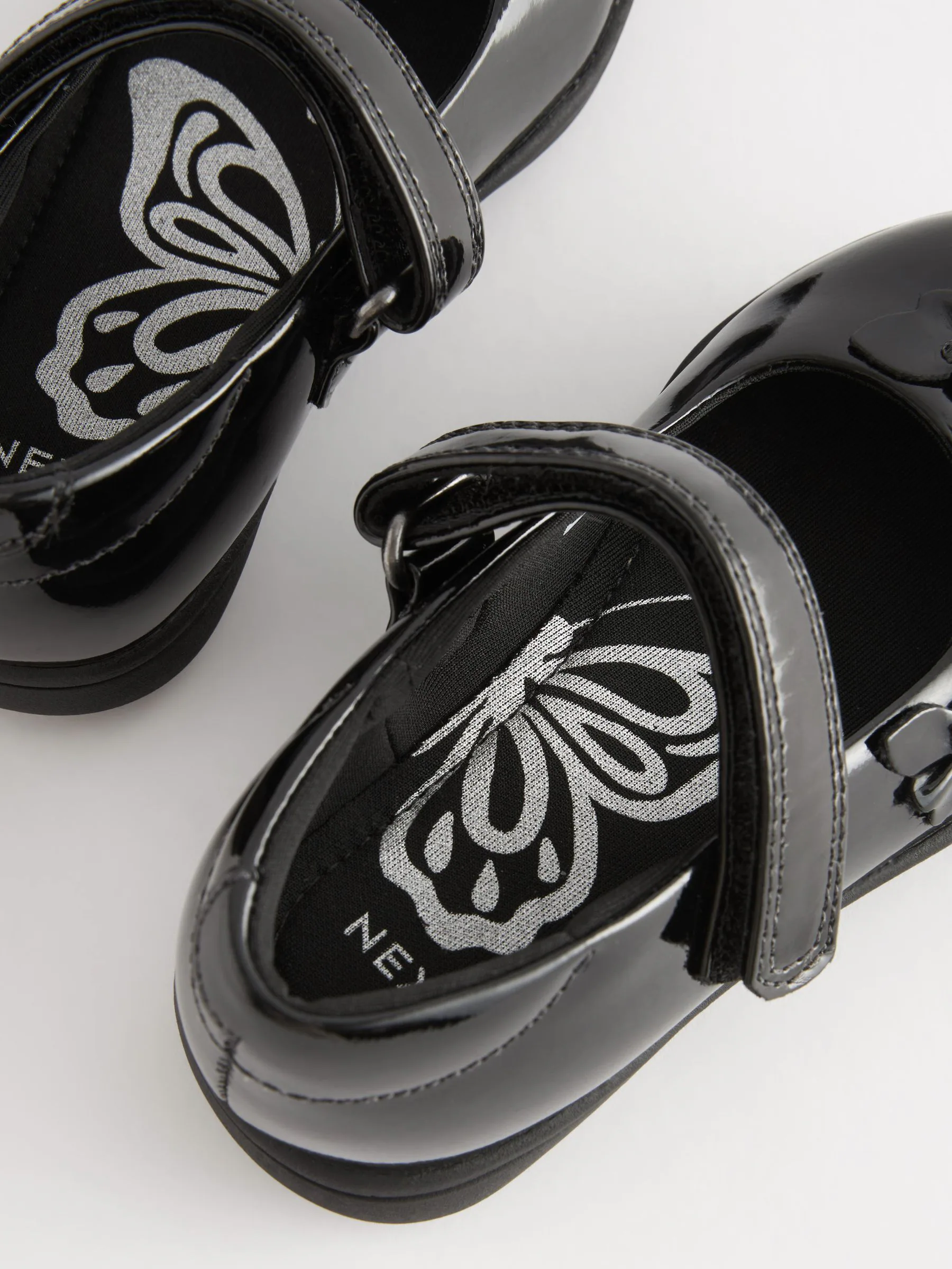 Zwart lak - Junior Mary Jane-schoolschoenen met vlinder
