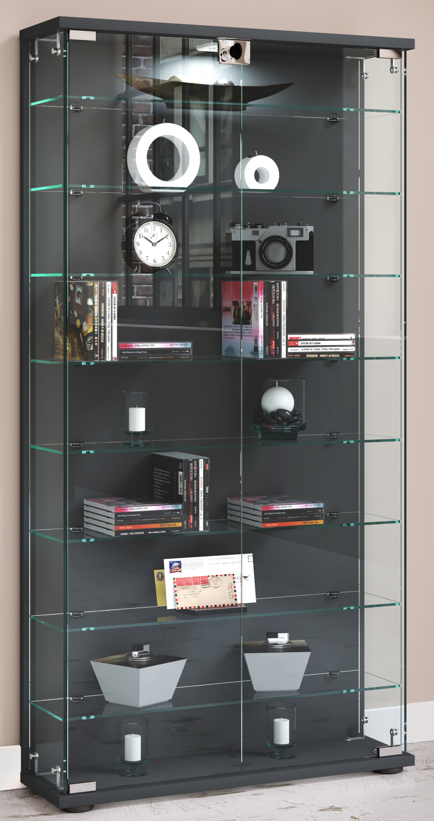 Vitrine STELAS L - anthrazit - abschließbar