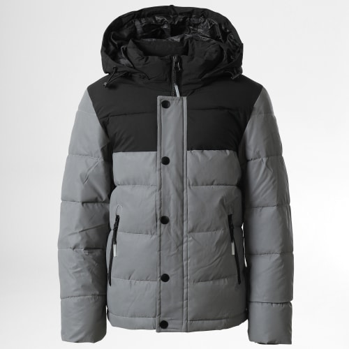 Doudoune Capuche Enfant Réfléchissant 221KD-55 Gris Argenté Noir