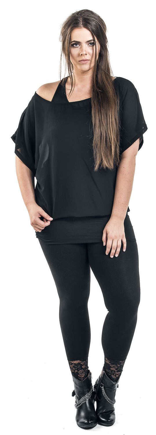 T-Shirt Noir Avec Manches Chauve-Souris | Black Premium by EMP T-Shirt Manches courtes