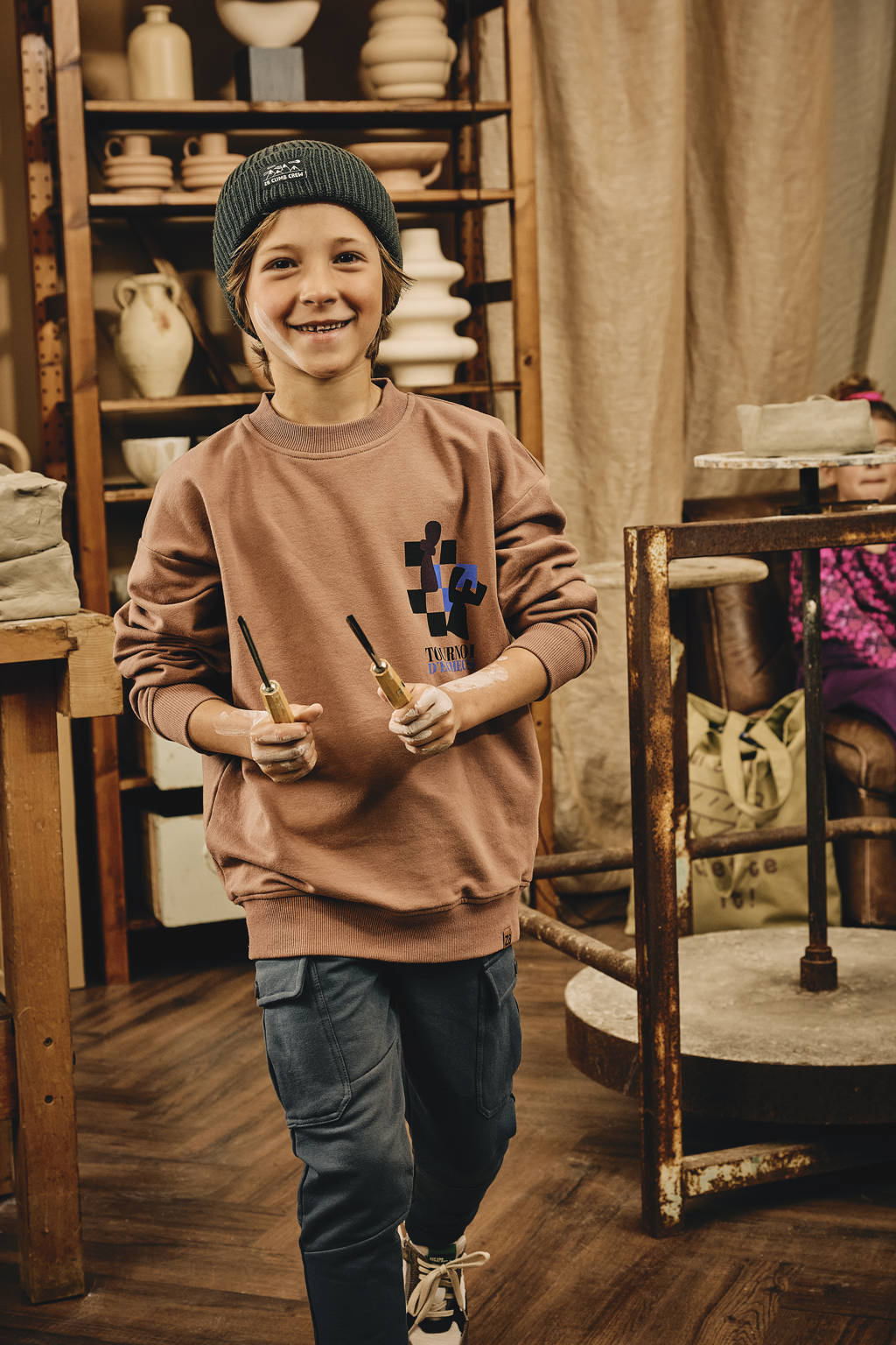 Z8 sweater Lucius met backprint bruin