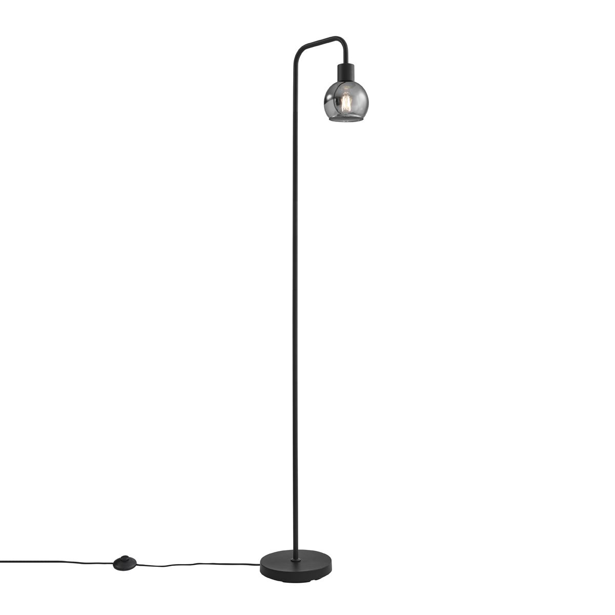 Art Deco vloerlamp zwart met smoke glas - Vidro