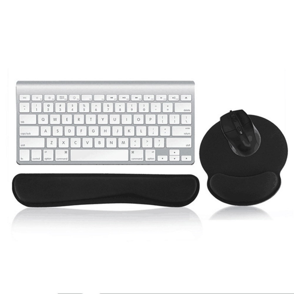 (2-tlg. Set) Ergonomische Mausmatte und Tastatur Handballenauflage für Arbeiten am Computer - Schwarz