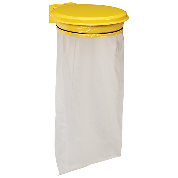 Support sac poubelle mural Rossignol jaune colza avec couvercle 110 L