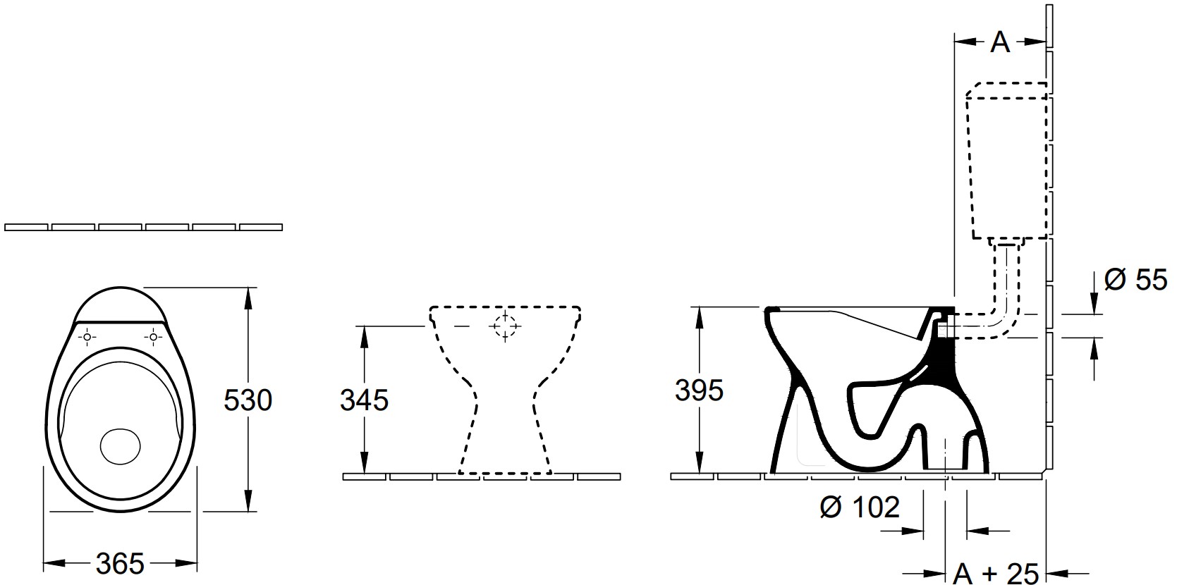 Villeroy & Boch O.novo staand randloos toilet CeramicPlus vlakspoel AO wit glans