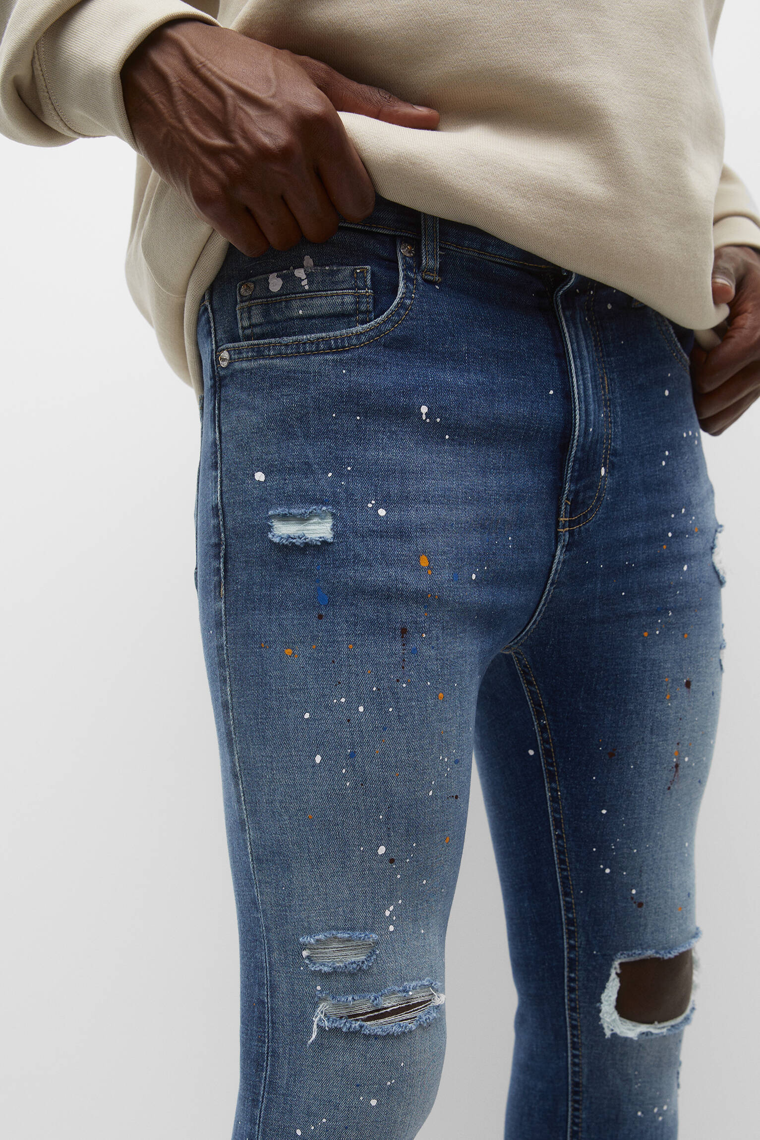 CALÇA JEANS CENOURA RASGADA - AZUL ESCURO