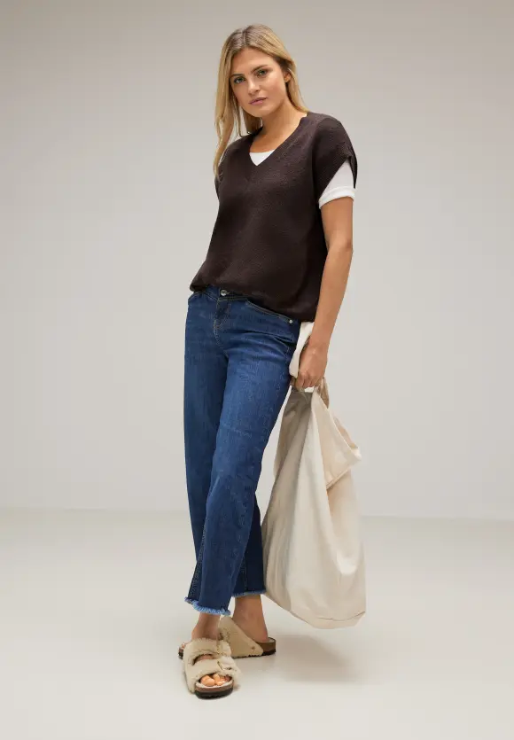 V-Ausschnitt Pullunder - rich brown melange