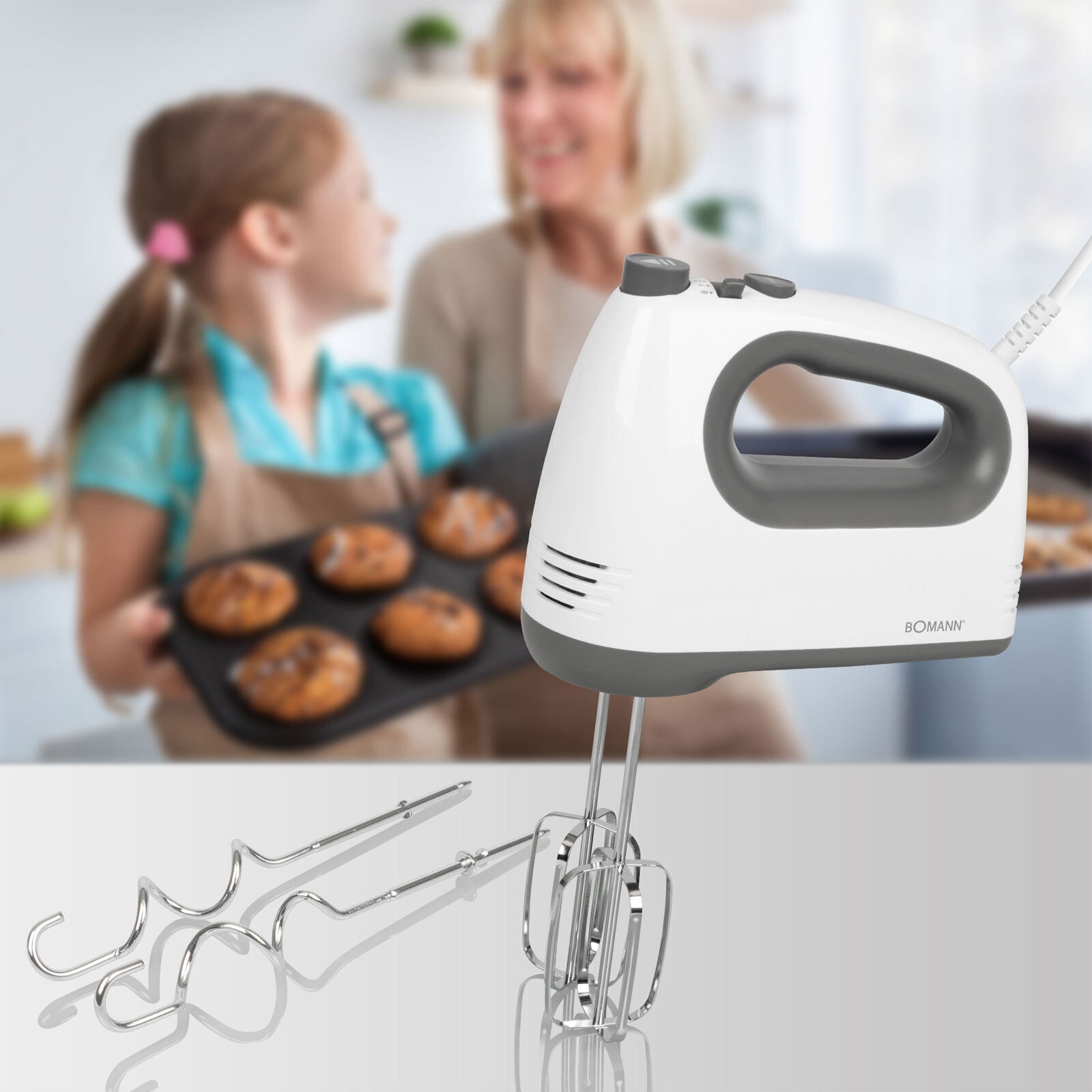 BOMANN Handmixer HM 6054 CB 400 Watt weiß/grau