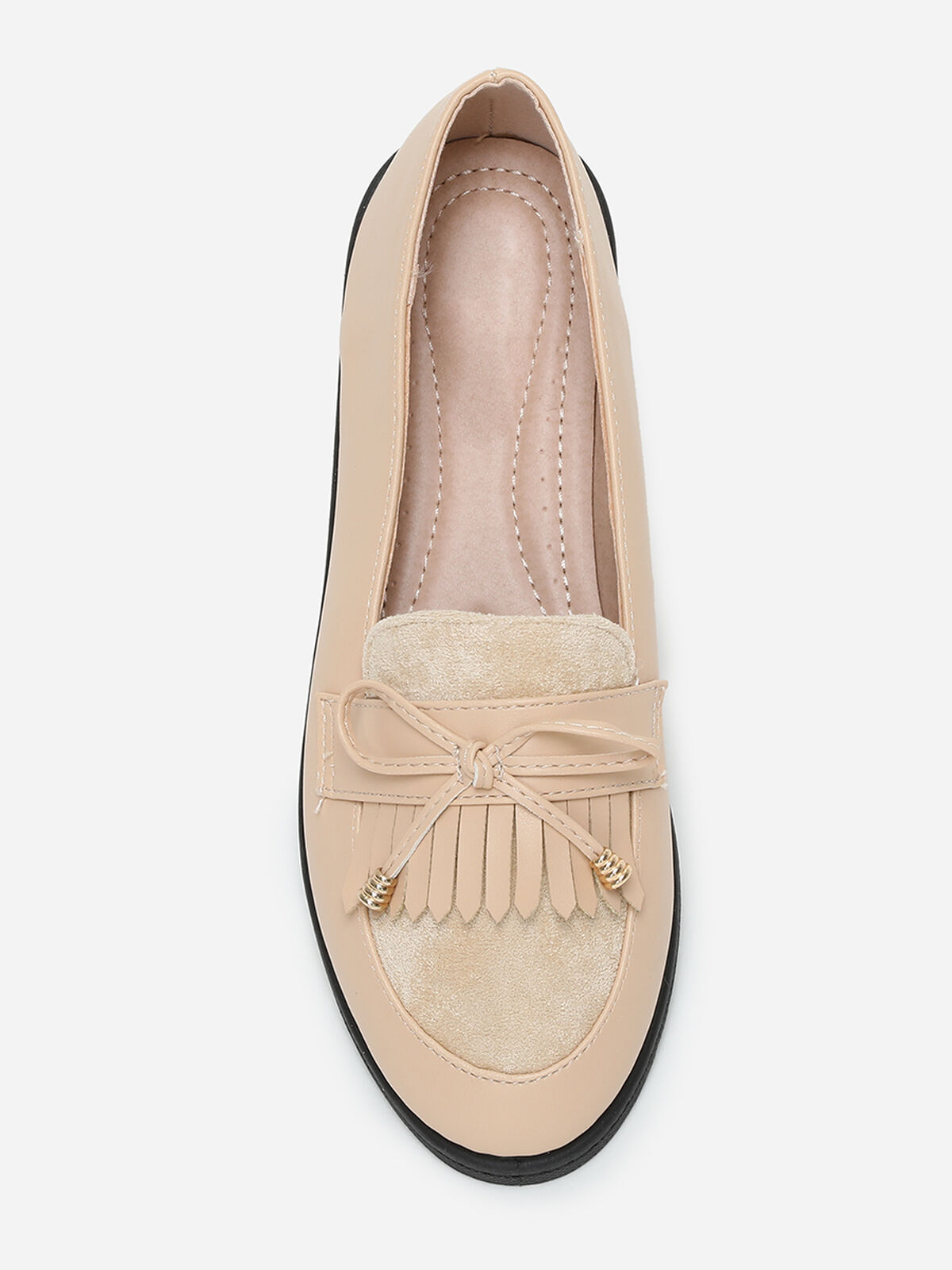 Mocassins bi-matières à nœud- Beige