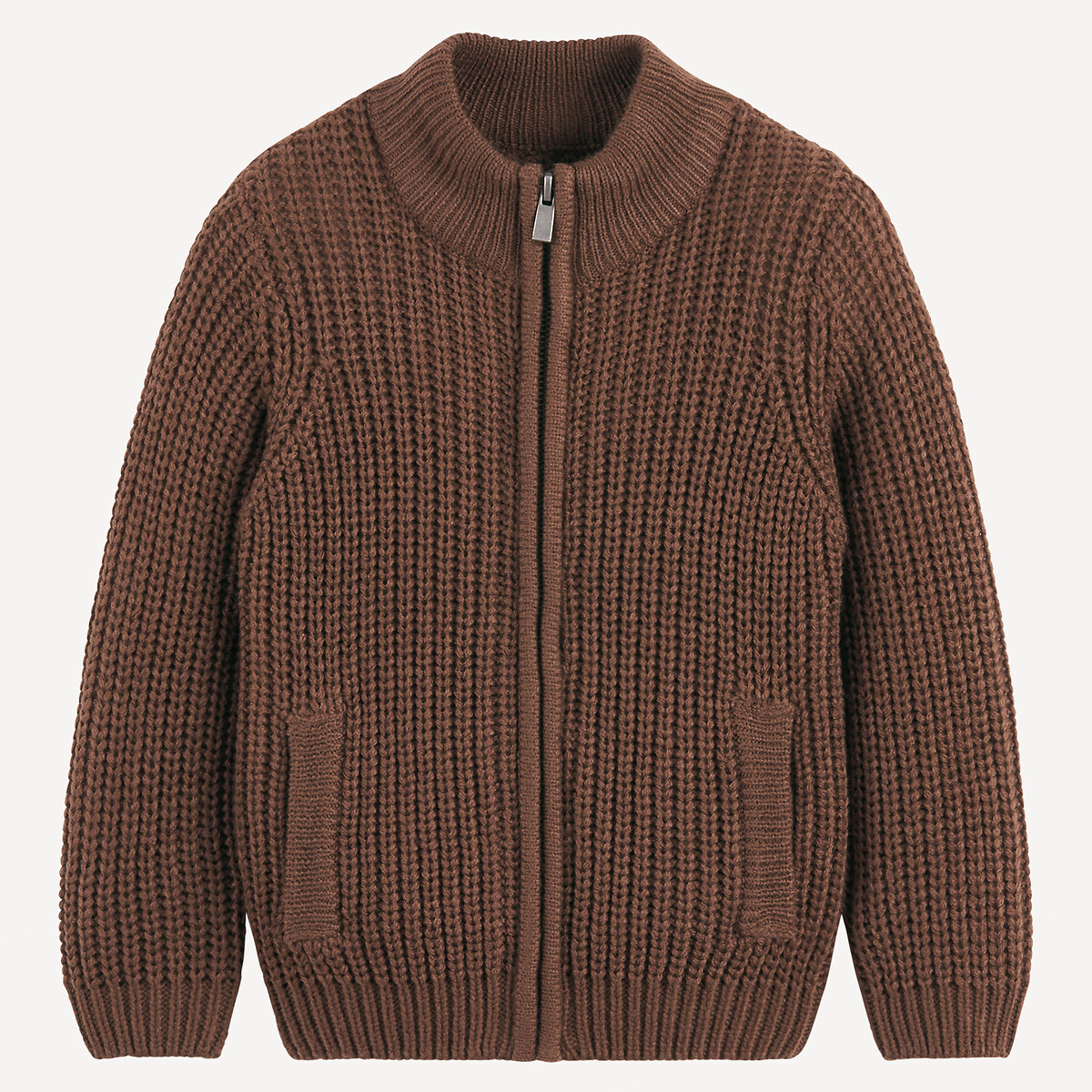 COLEÇÕES LA REDOUTE<br>Cardigã com zíper e gola alta