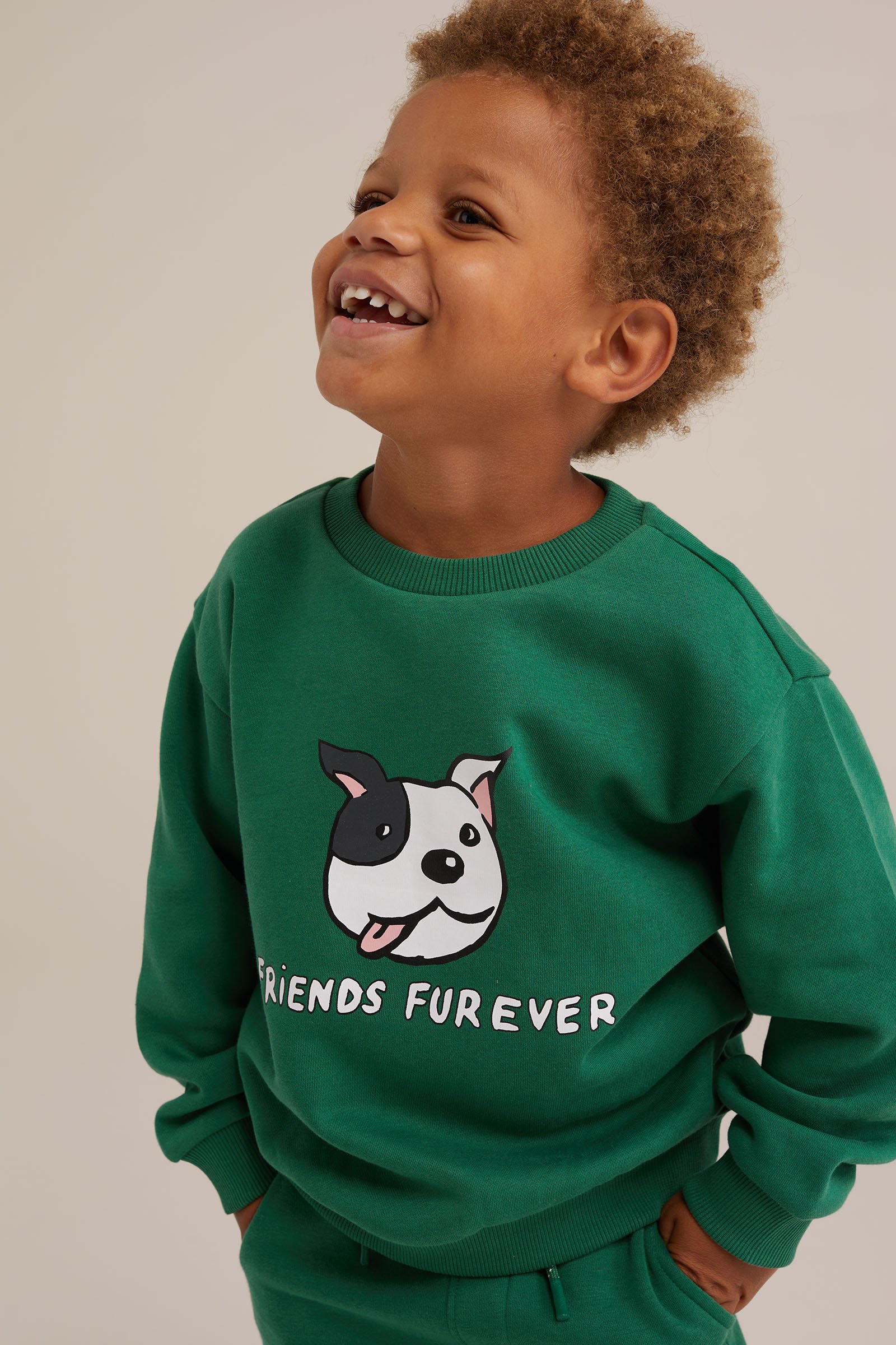 Jongens sweater met opdruk WE Fashion Groen