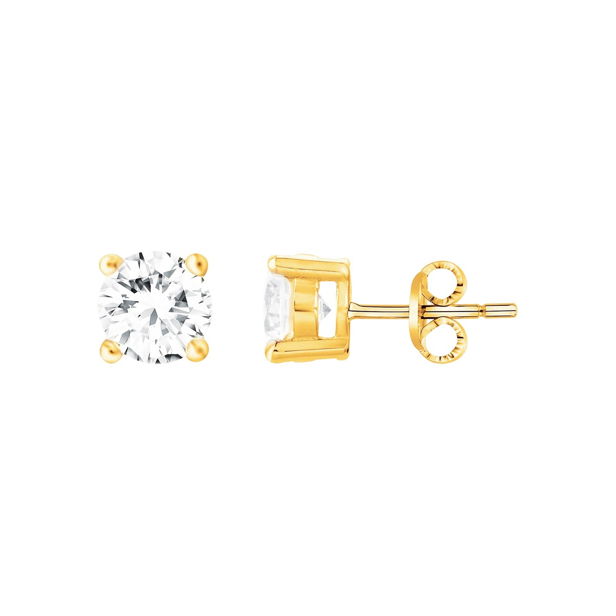 Boucles d'oreilles clous en Plaqué Or avec oxyde de zirconium blanc