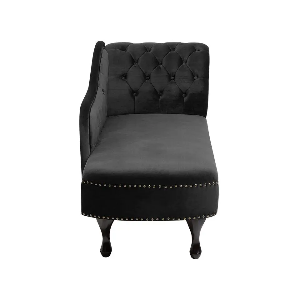 NIMES - Chaise longue - Zwart - Rechterzijde - Fluweel