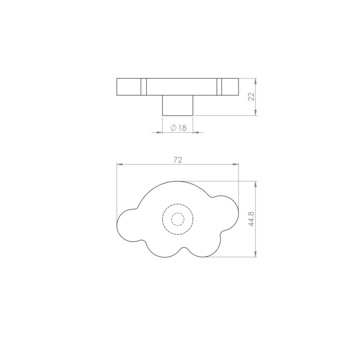 Knop Wolk greige 72mm