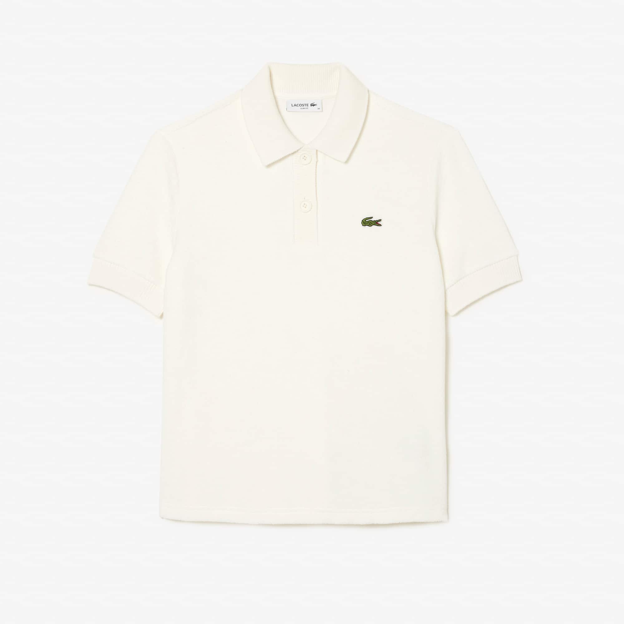 Polo femme Lacoste slim fit en éponge en coton biologique Manches Courtes - Blanc - Lacoste - Femme