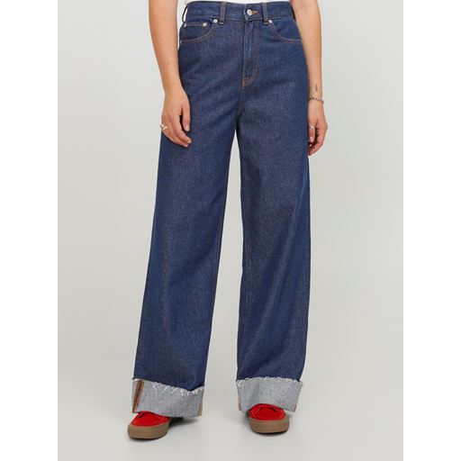 JJXX Tokyo Wide Fold Jeans, Dark Blue Denim, W32/L30