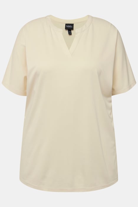T-Shirt, Tunika-Ausschnitt, Halbarm, Modalmix